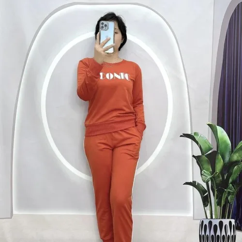 Đồ bộ quần dài áo tay dài cổ tròn in chữ
