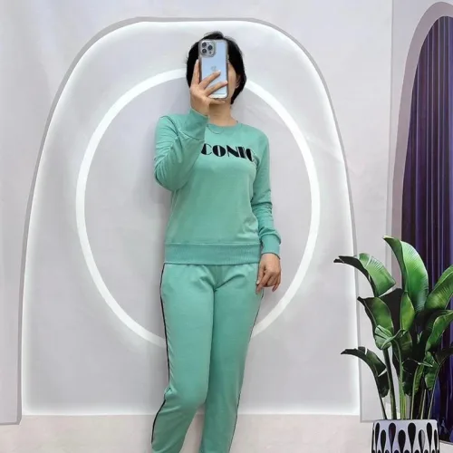 Đồ bộ quần dài áo tay dài cổ tròn in chữ