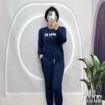Đồ bộ quần dài áo tay dài cổ tròn in chữ