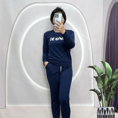 Đồ bộ quần dài áo tay dài cổ tròn in chữ