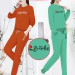 Đồ bộ quần dài áo tay dài cổ tròn in chữ