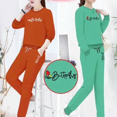 Đồ bộ quần dài áo tay dài cổ tròn in chữ