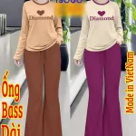 Đồ bộ quần dài áo tay dài cổ tròn in chữ