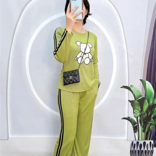 Đồ bộ quần dài áo tay dài cổ tròn in hình gấu
