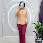 Đồ bộ quần dài áo tay dài cổ tròn in hình tim