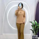 Đồ bộ quần dài áo tay dài cổ tròn in hình tim