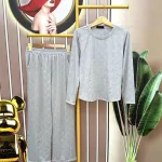 Đồ bộ quần dài áo tay dài cổ tròn màu trơn