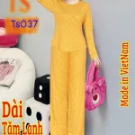 Đồ bộ quần dài áo tay dài cổ tròn màu trơn