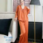 Đồ bộ quần dài áo tay dài cổ v màu trơn