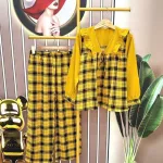 Đồ bộ quần dài áo tay dài cổ v phối bèo caro