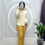 Đồ bộ quần dài áo tay dài in hình trái tim trước ngực