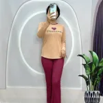 Đồ bộ quần dài áo tay dài in hình trái tim trước ngực