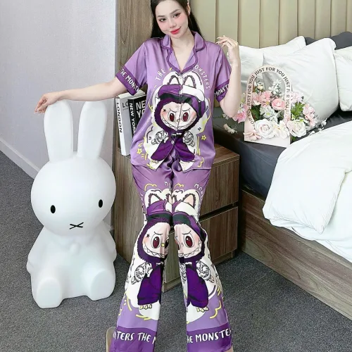 đồ bộ quần dài áo tay dài vải latin hình labubu