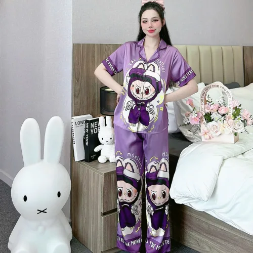 đồ bộ quần dài áo tay dài vải latin hình labubu