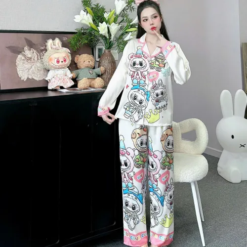 đồ bộ quần dài áo tay dài vải latin hình labubu