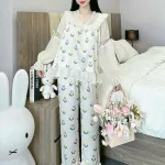 đồ bộ quần dài áo tay dài vải latin phối ren nơ