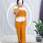 Đồ bộ quần dài áo tay ngắn 2 màu in chữ
