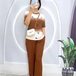 Đồ bộ quần dài áo tay ngắn 2 màu in chữ