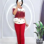 Đồ bộ quần dài áo tay ngắn 2 màu in chữ