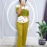 Đồ bộ quần dài áo tay ngắn 2 màu in chữ