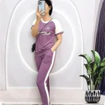 Đồ bộ quần dài áo tay ngắn 2 màu in chữ