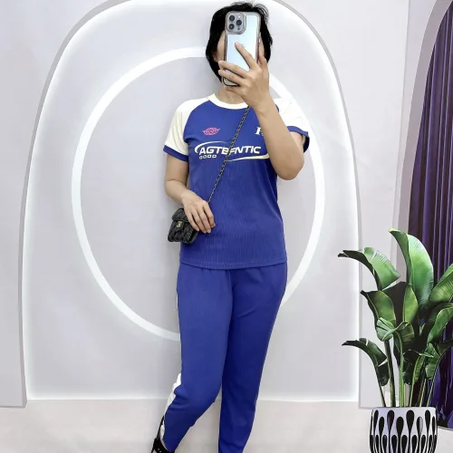 Đồ bộ quần dài áo tay ngắn 2 màu in chữ