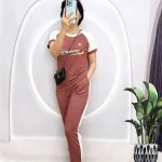 Đồ bộ quần dài áo tay ngắn 2 màu in chữ