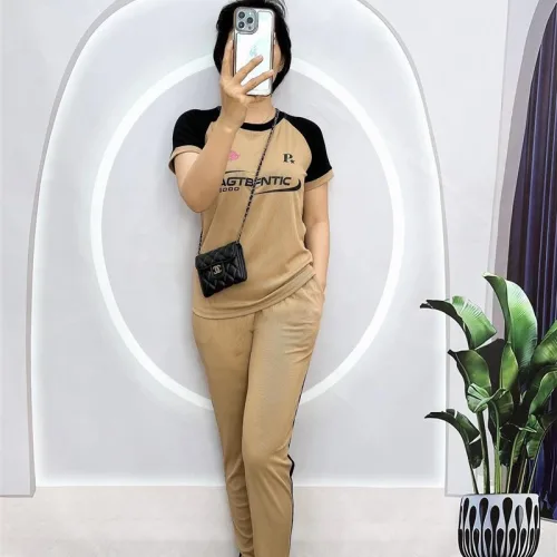 Đồ bộ quần dài áo tay ngắn 2 màu in chữ