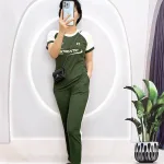 Đồ bộ quần dài áo tay ngắn 2 màu in chữ