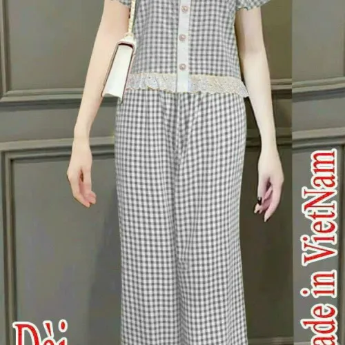 Đồ bộ quần dài áo tay ngắn caro