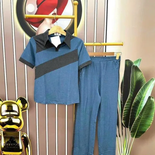 Đồ bộ quần dài áo tay ngắn cổ bẻ 2 màu