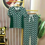 Đồ bộ quần dài áo tay ngắn cổ bẻ hoạ tiết