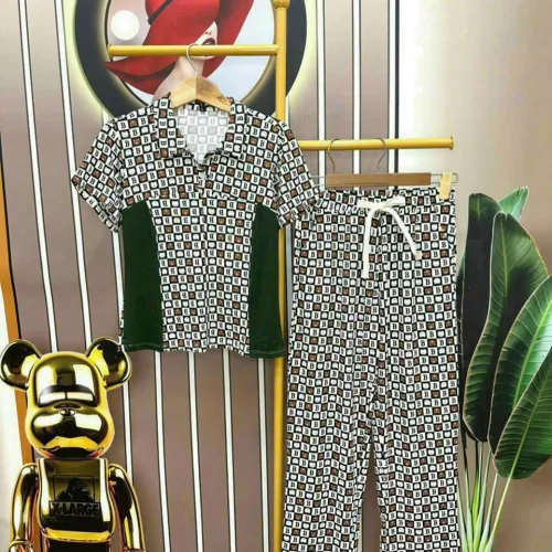 Đồ bộ quần dài áo tay ngắn cổ bẻ hoạ tiết