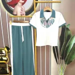 Đồ bộ quần dài áo tay ngắn cổ bẻ in hình