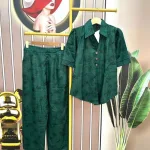 Đồ bộ quần dài áo tay ngắn cổ bẻ màu trơn