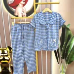 Đồ bộ quần dài áo tay ngắn cổ sen caro