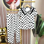 Đồ bộ quần dài áo tay ngắn cổ sen hoạ tiết