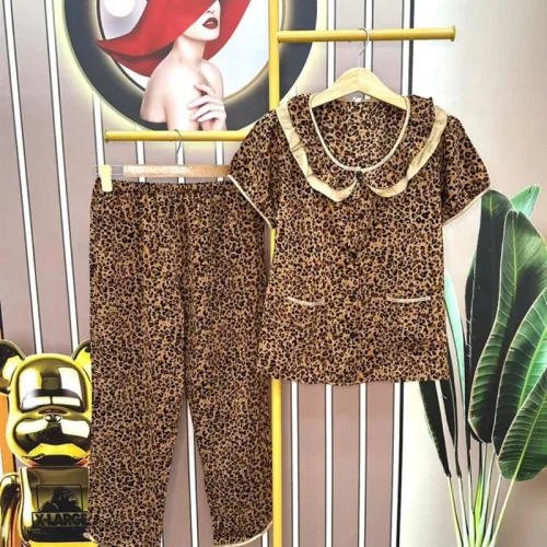 Đồ bộ quần dài áo tay ngắn cổ sen hoạ tiết