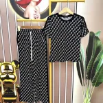 Đồ bộ quần dài áo tay ngắn cổ tròn hoạ tiết