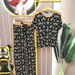 Đồ bộ quần dài áo tay ngắn cổ tròn hoạ tiết form rộng