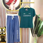 Đồ bộ quần dài áo tay ngắn cổ tròn in chữ
