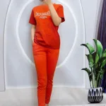 Đồ bộ quần dài áo tay ngắn cổ tròn in chữ