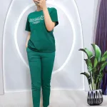 Đồ bộ quần dài áo tay ngắn cổ tròn in chữ