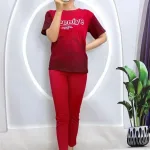 Đồ bộ quần dài áo tay ngắn cổ tròn in chữ