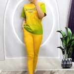 Đồ bộ quần dài áo tay ngắn cổ tròn in chữ