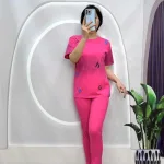 Đồ bộ quần dài áo tay ngắn cổ tròn in chữ