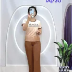 Đồ bộ quần dài áo tay ngắn cổ tròn in chữ