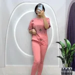 Đồ bộ quần dài áo tay ngắn cổ tròn in chữ