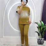 Đồ bộ quần dài áo tay ngắn cổ tròn in chữ