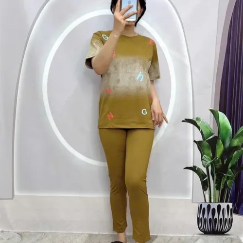 Đồ bộ quần dài áo tay ngắn cổ tròn in chữ